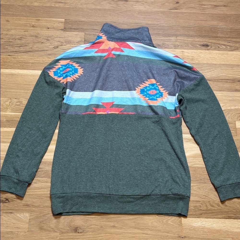 Southwest Inspired Multicolor Long Sleeve Quarter-Zip Pullover Women’s M - Picture 8 of 11